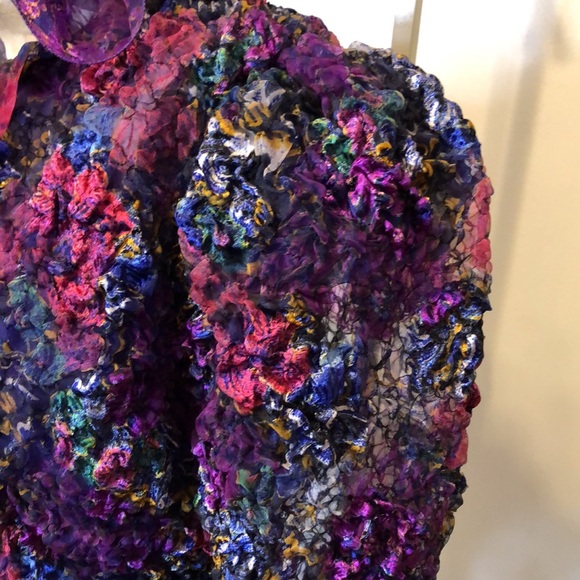 Farinae Collections 2pc Purple Multicolor Chic Textured Jacket 10* - Picture 8 of 17